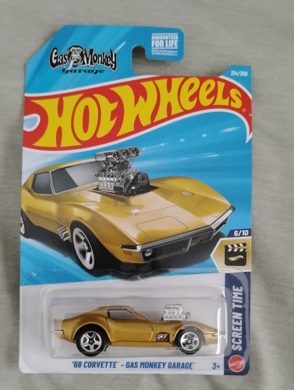 Mattel Hot Wheels '68 Corvette Gold with Chrome Engine